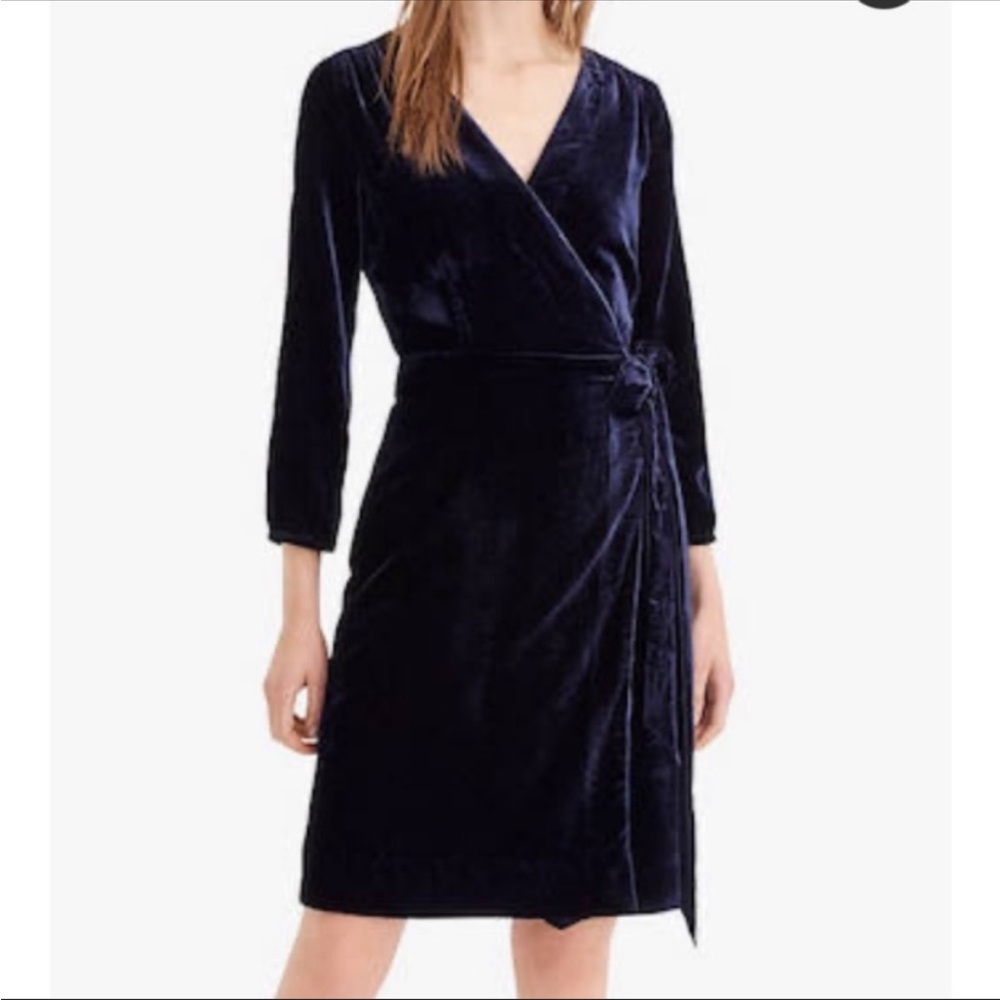 J. Crew Midnight Blue Velvet Wrap Dress, Size 00